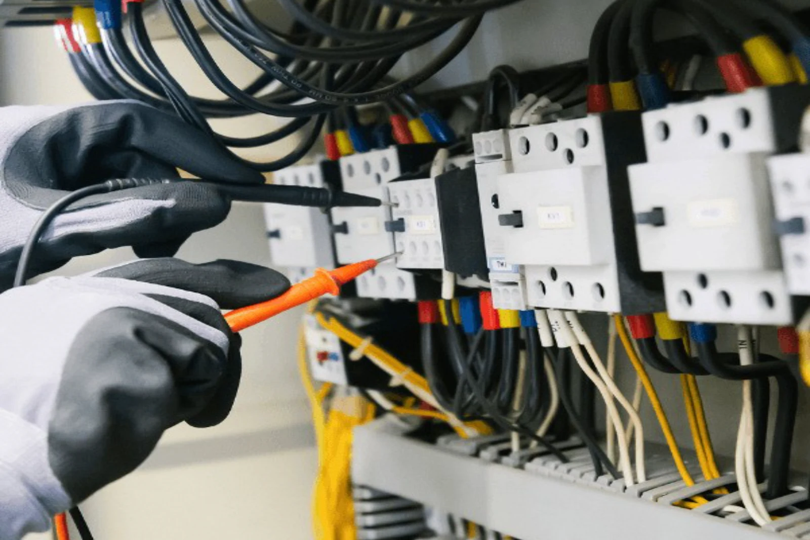 Engineer testing electrical equipment with a meter